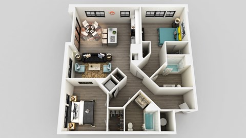 Floor plan for 2 beds, 2 baths, 1175 sqft